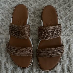 Paul Green Woven Brown Leather Sandals